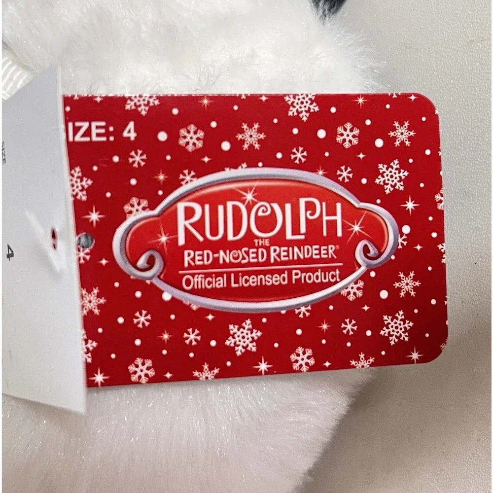Christmas Abominable Snowman Slippers Plush White Rudolph Toddler Size 4 NWT